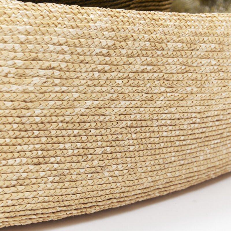 ROSIE ASSOULIN Oversized East West green ruffle raffia basket bag For Sale 5