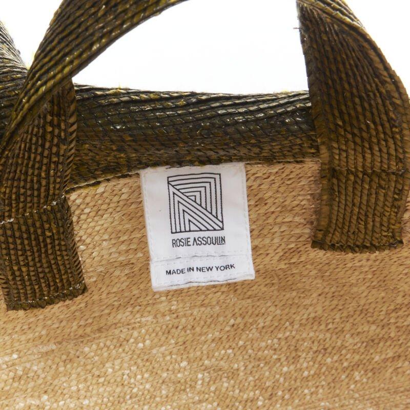 ROSIE ASSOULIN Oversized East West green ruffle raffia basket bag For Sale 7
