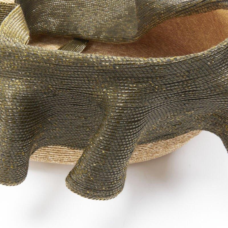 ROSIE ASSOULIN Oversized East West green ruffle raffia basket bag For Sale 2