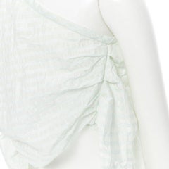 ROSIE ASSOULINE top monospalla a righe verde pastello con drappeggio sulla schiena XS