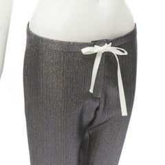 ROSIE ASSOULIN silver iridescent glitter metallic silk tapered cropped pants XS