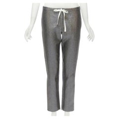 ROSIE ASSOULIN pantalones cortos de seda metalizada con purpurina iridiscente plateada XS