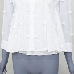 ROSIE ASSOULIN weißes Top aus Baumwolle mit Blumenapplikation aus cremefarbener Seide, gefüttert S