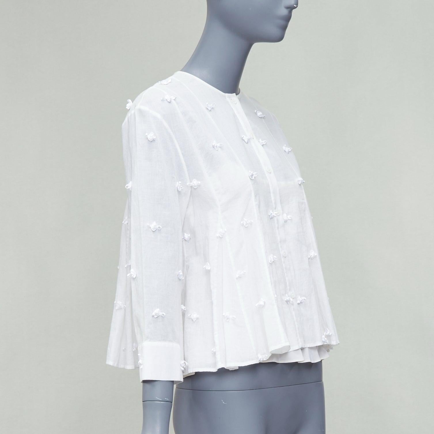 White ROSIE ASSOULIN white cotton floral applique cream silk lined top S