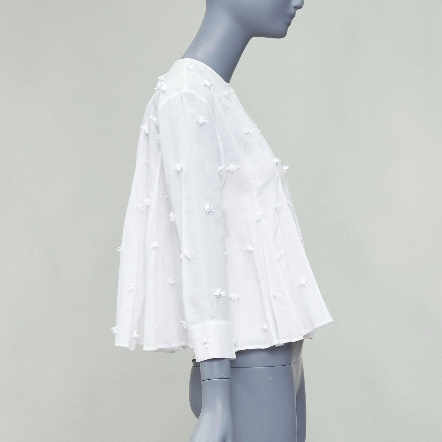 ROSIE ASSOULIN white cotton floral applique cream silk lined top S In Good Condition In Hong Kong, NT