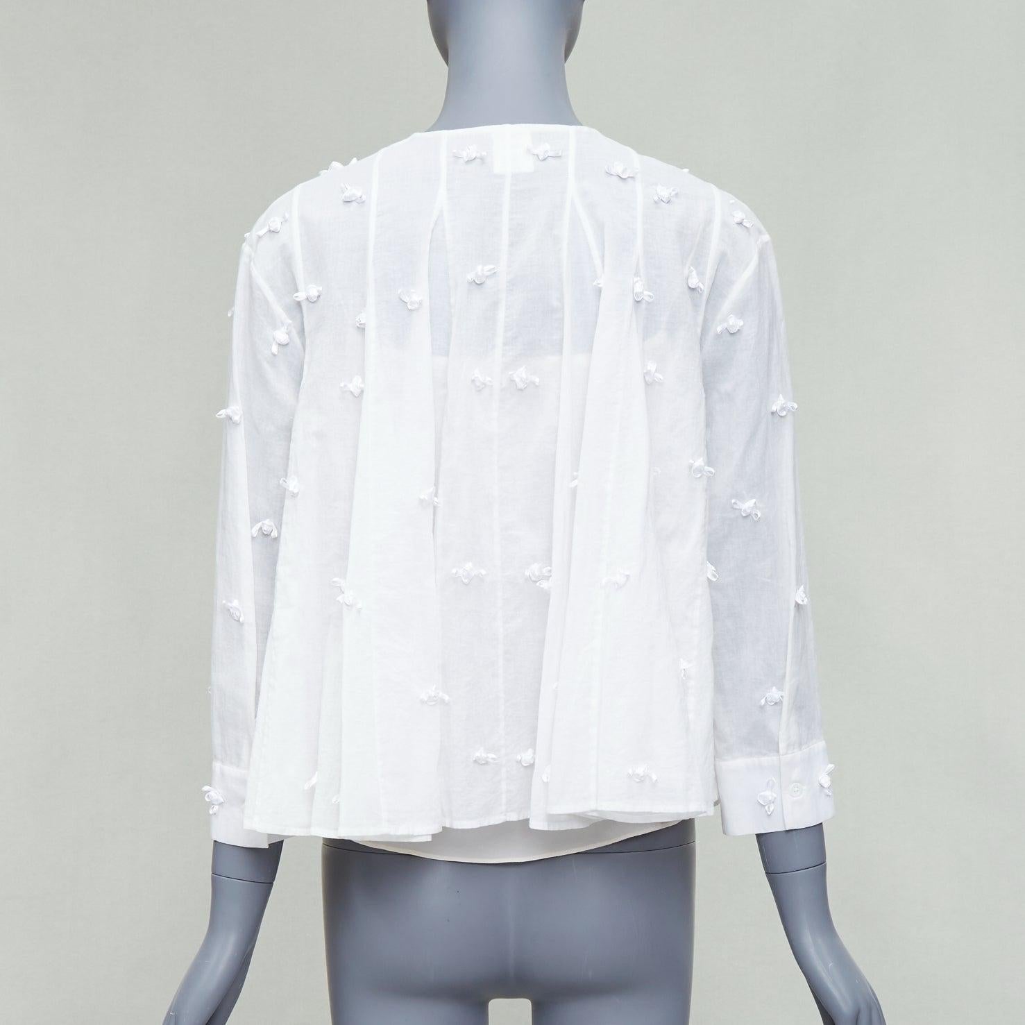 Women's ROSIE ASSOULIN white cotton floral applique cream silk lined top S