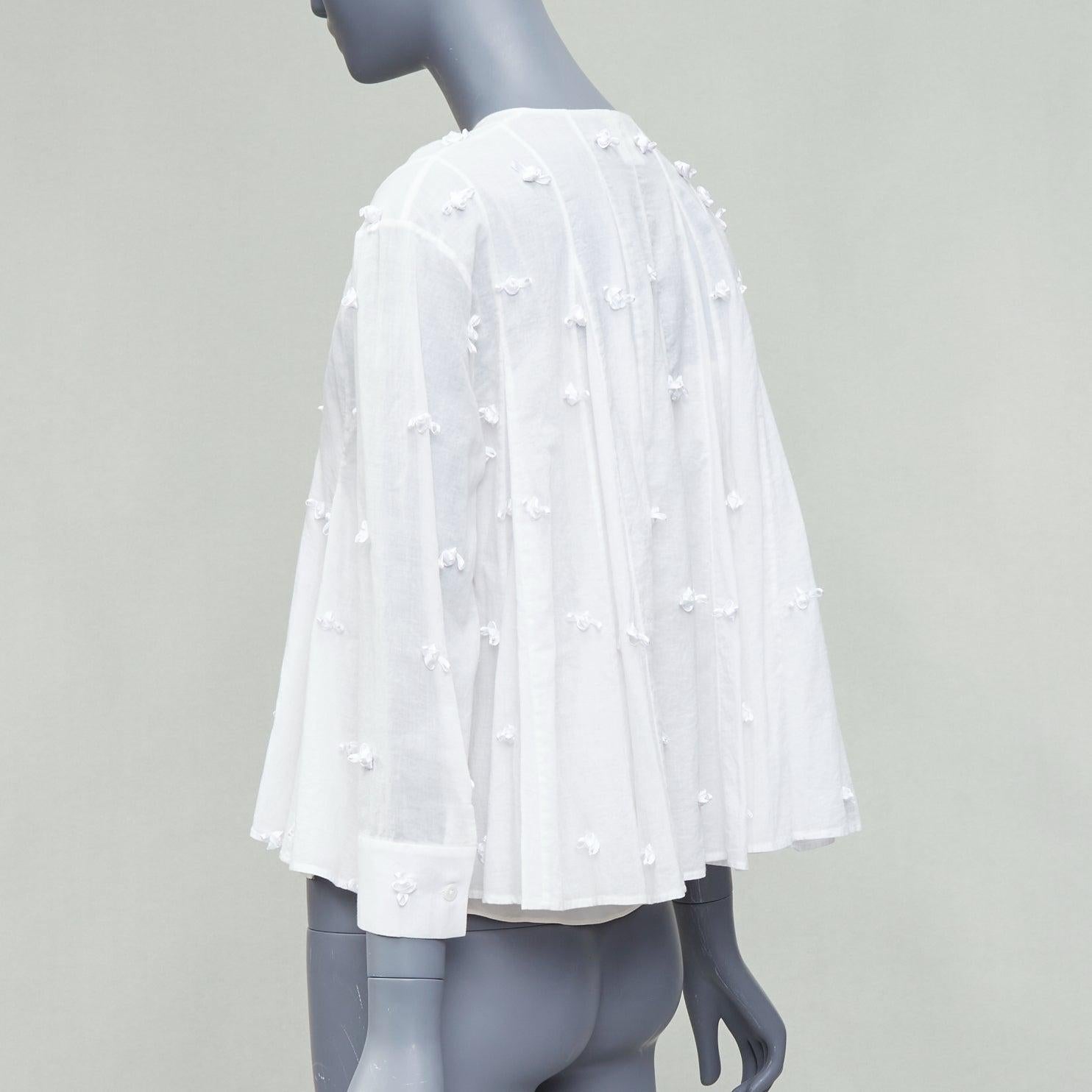 ROSIE ASSOULIN white cotton floral applique cream silk lined top S 1