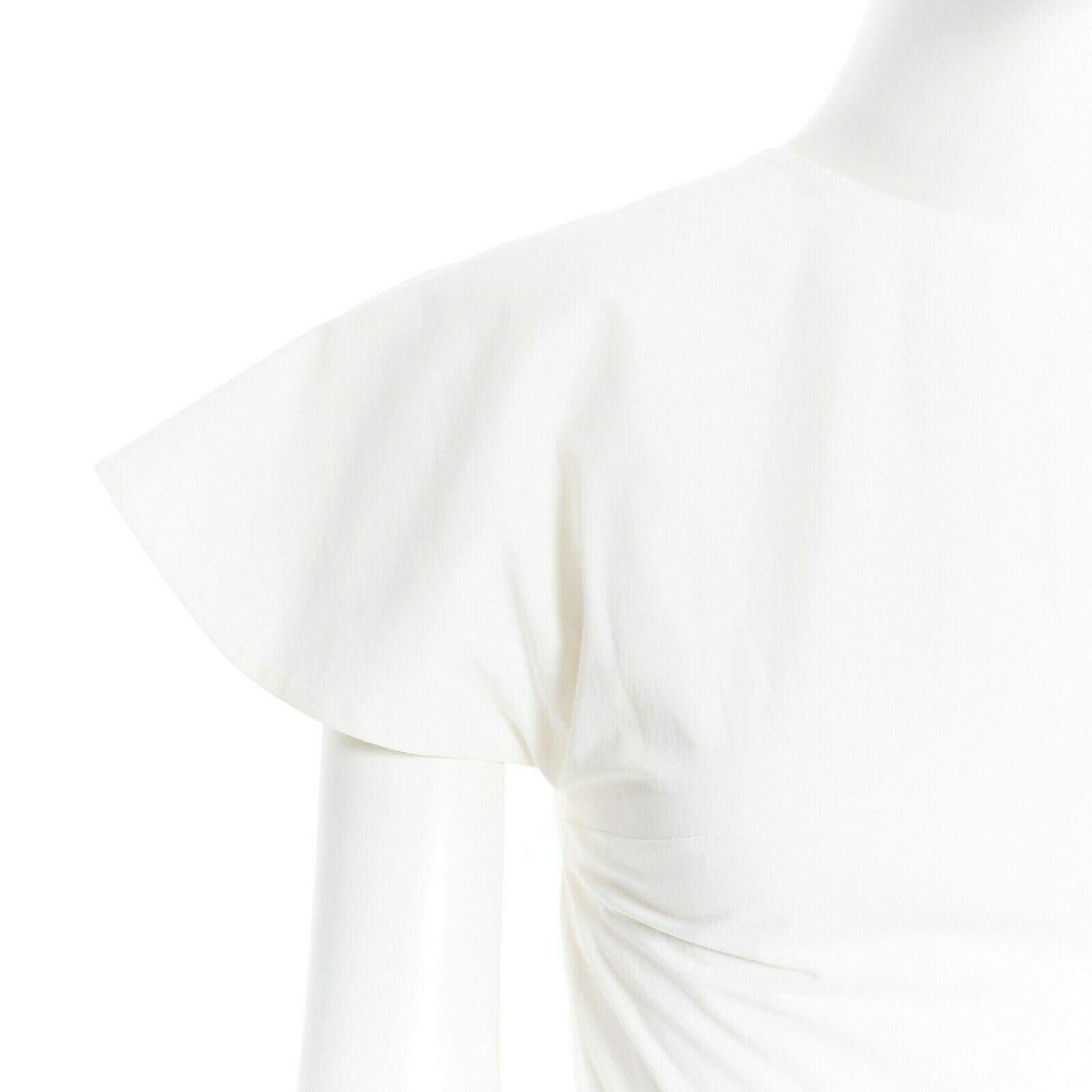 ROSIE ASSOULIN white cotton flutter sleeve open back flared midi dress US0 XS In Fair Condition In Hong Kong, NT