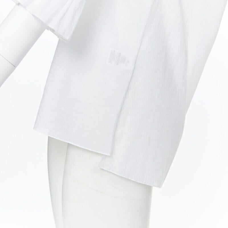 ROSIE ASSOULIN white ethnic embroidery smocked sleeves off shoulder top US4 For Sale 5