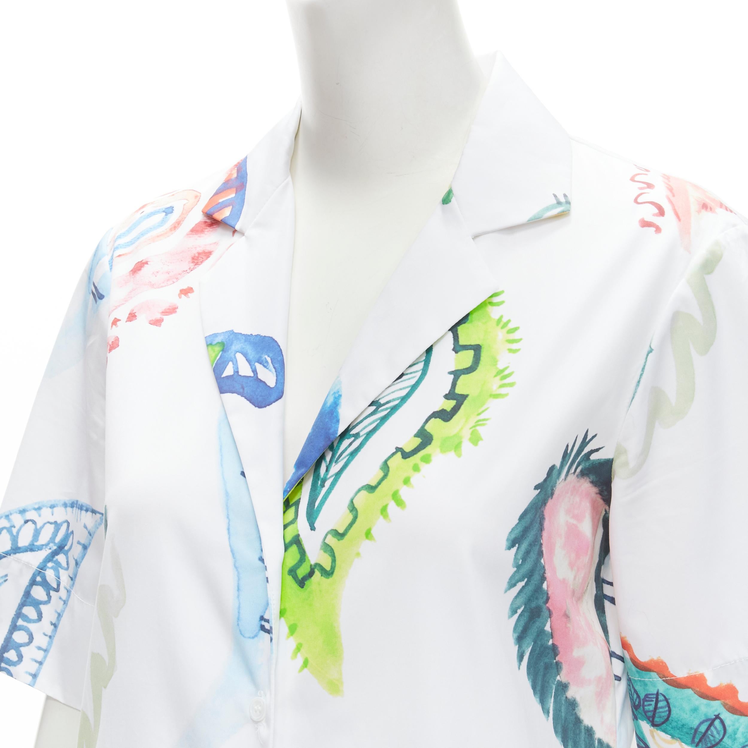 Women's ROSIE ASSOULIN white watercolor paisley print cotton ruffle waist midi dress S For Sale