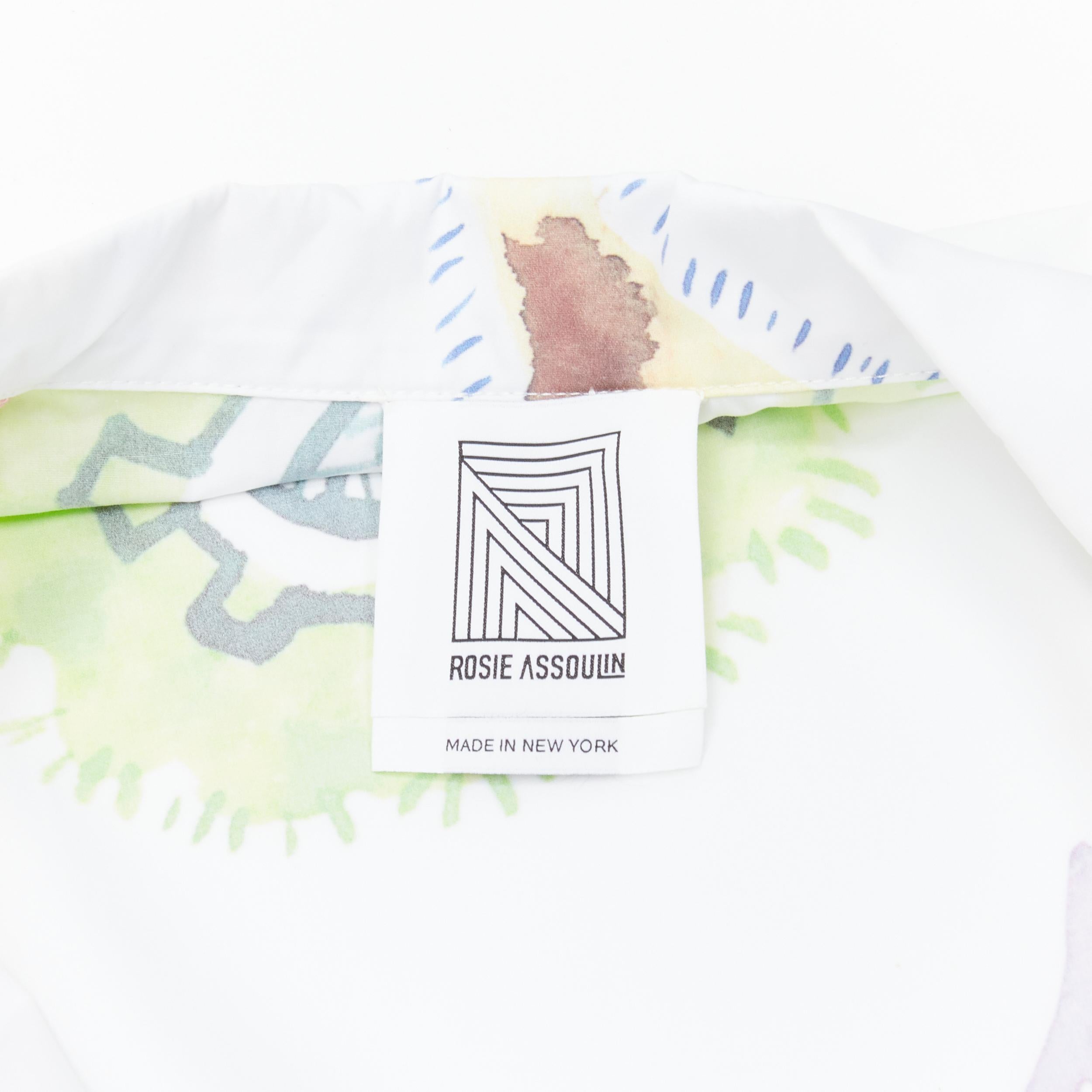 ROSIE ASSOULIN white watercolor paisley print cotton ruffle waist midi dress S For Sale 2