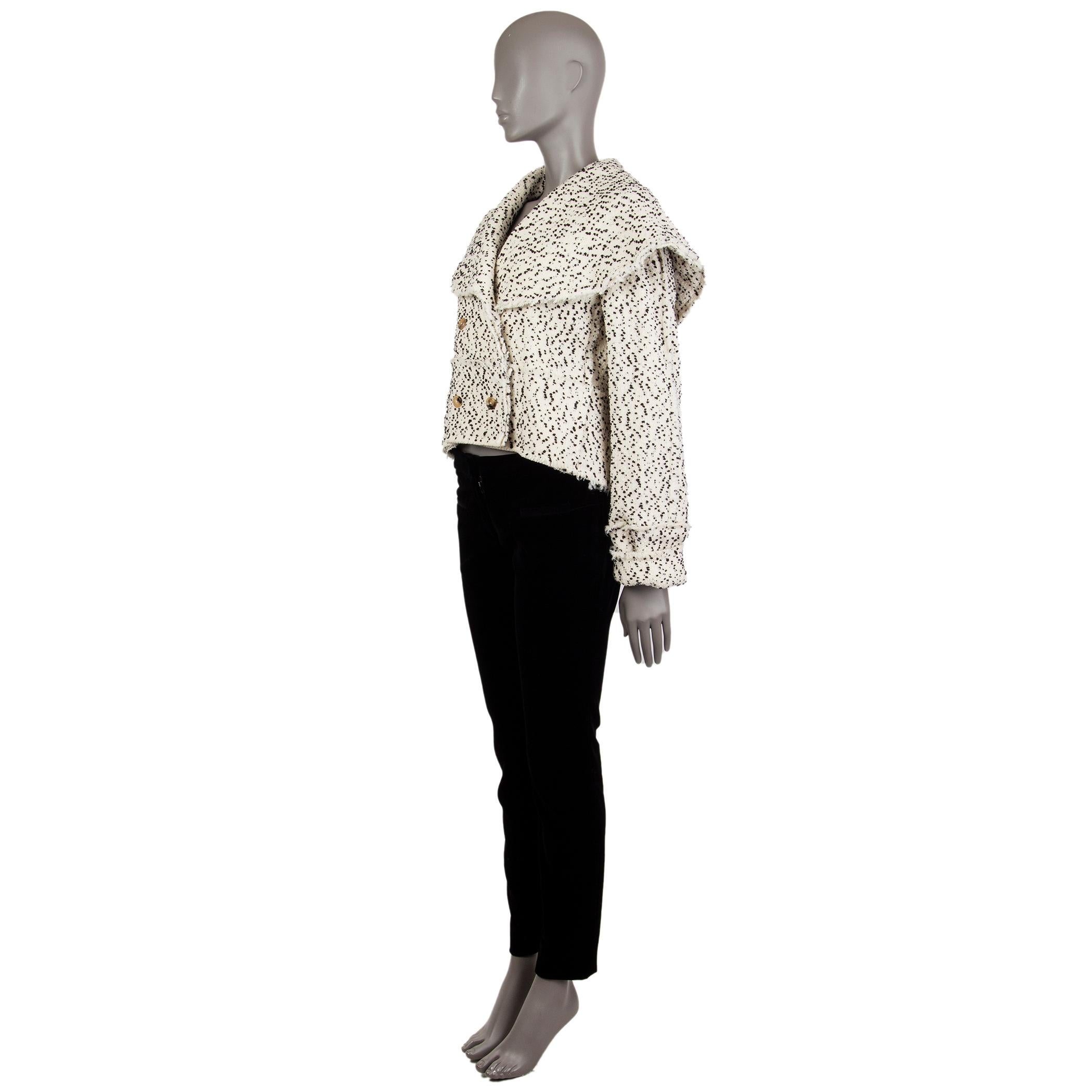 ROSIE ASSOULIN white wool DALMATION DOUBLE BREASTED TWEED Jacket 4 XS In Excellent Condition In Zürich, CH