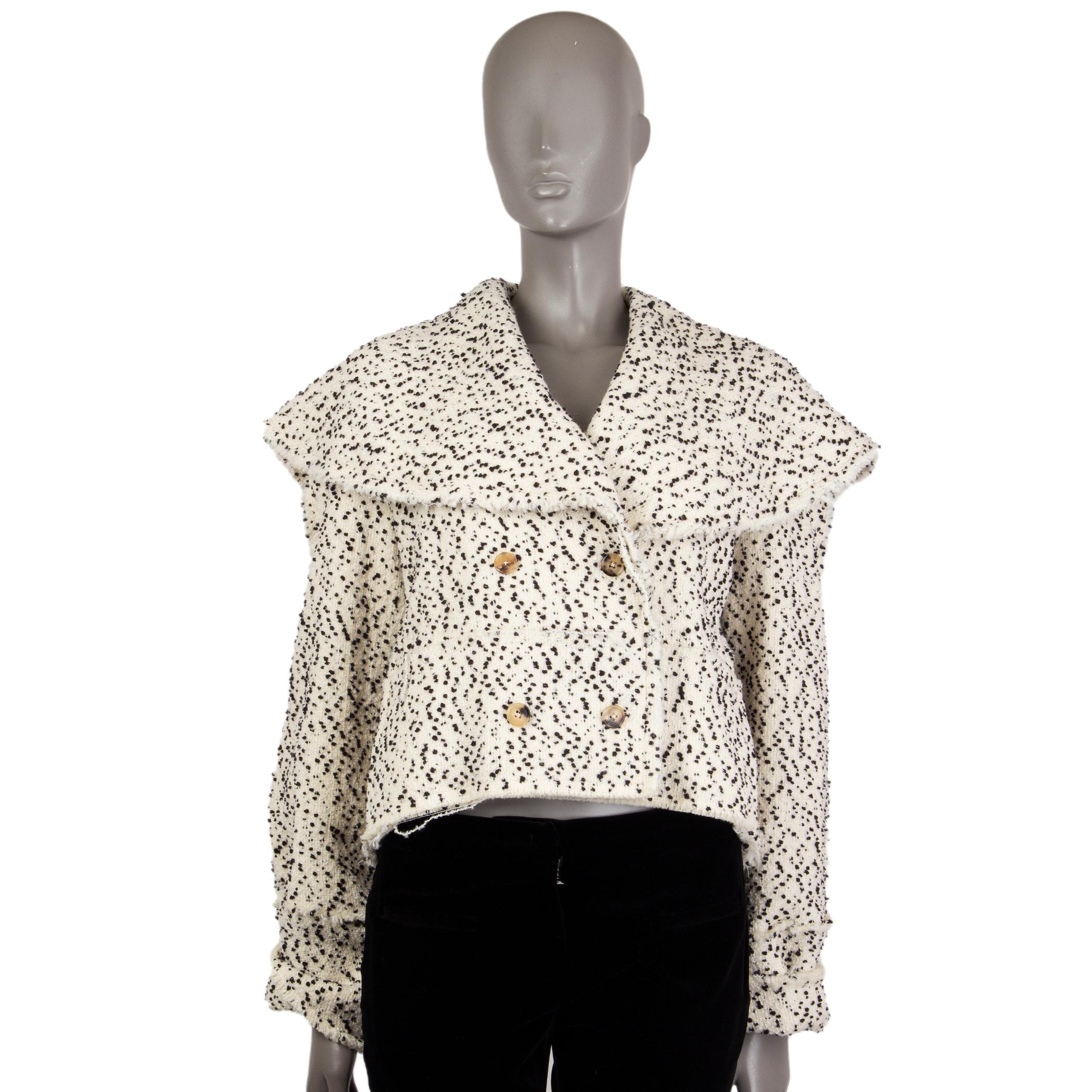 ROSIE ASSOULIN white wool DALMATION DOUBLE BREASTED TWEED Jacket 4 XS 1