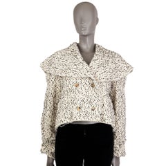 ROSIE ASSOULIN white wool DALMATION DOUBLE BREASTED TWEED Jacket 4 XS