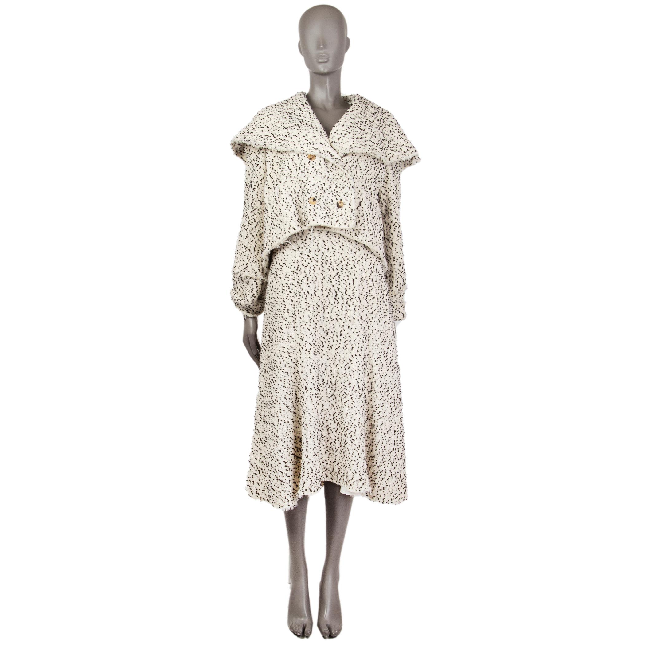 ROSIE ASSOULIN white wool DALMATION SLEEVELESS TWEED MIDI Dress 4 XS In Excellent Condition In Zürich, CH