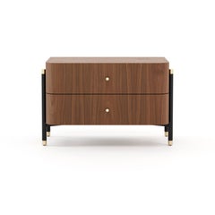 Table de chevet contemporaine du 21e siècle, finition en placage de bois personnalisable