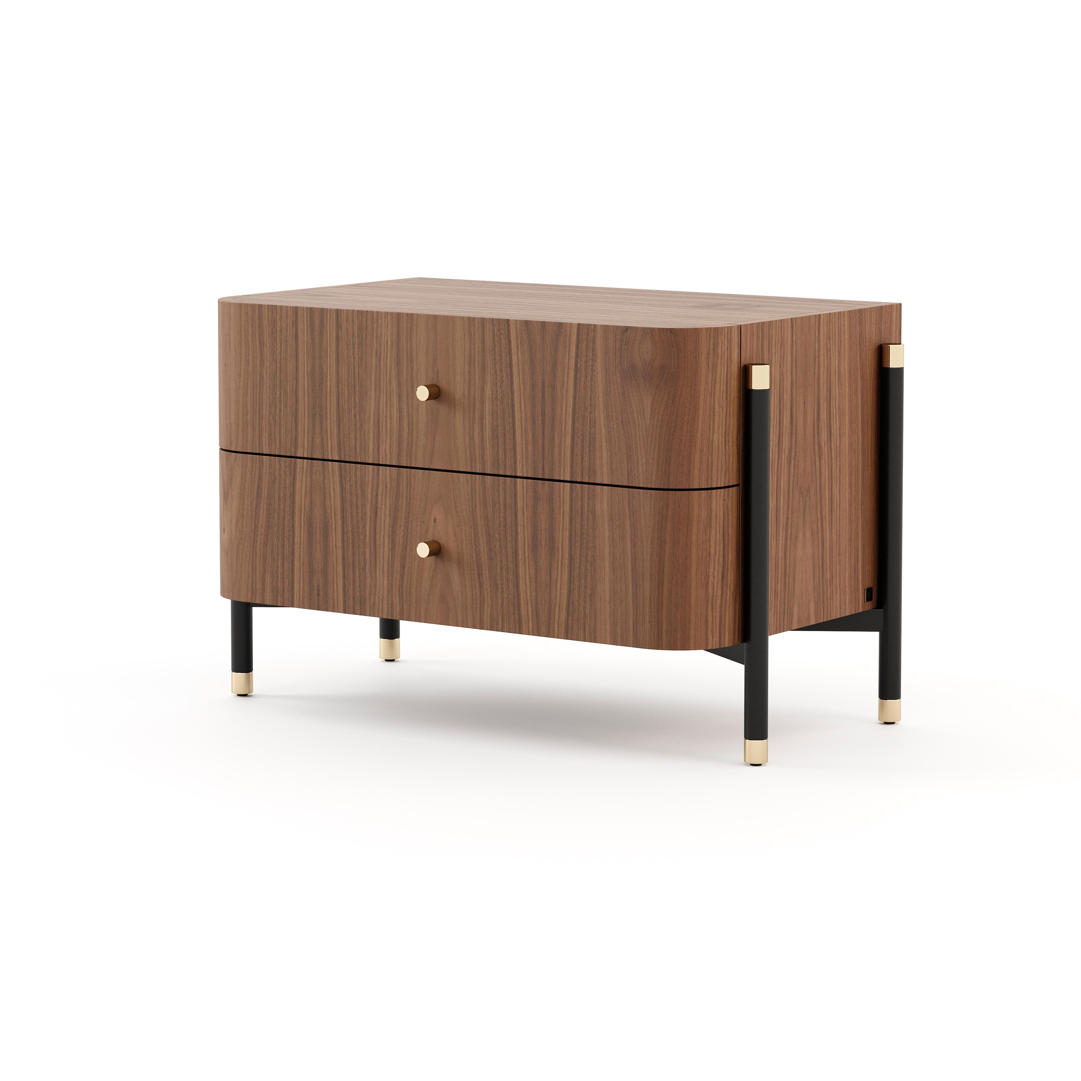 Modern 21st-century Contemporary bedside table, finished in customisable wood veneer For Sale