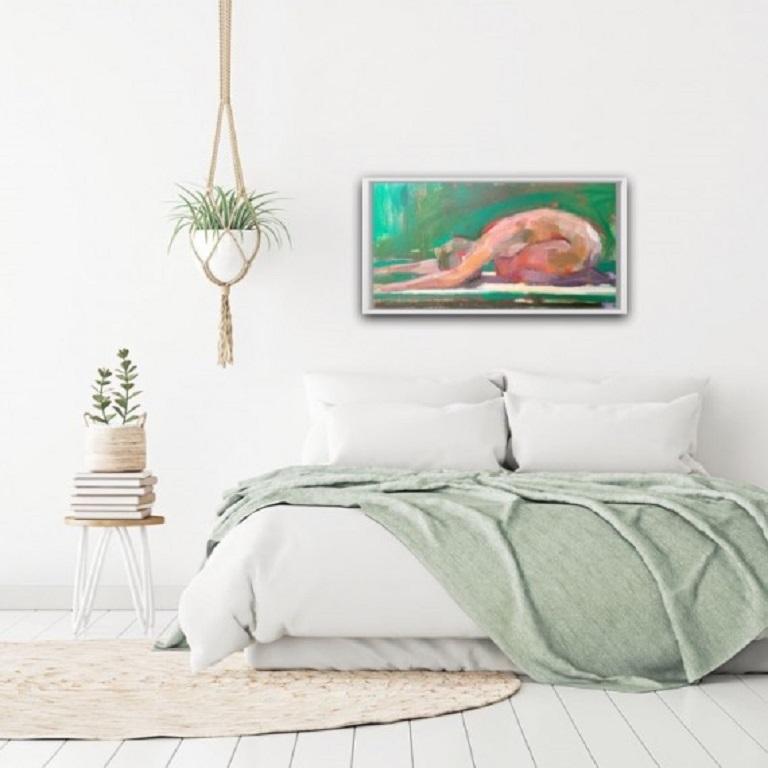 Rosie Copeland, Postura infantil (Después de la ola) , Pintura original de desnudo en venta 7
