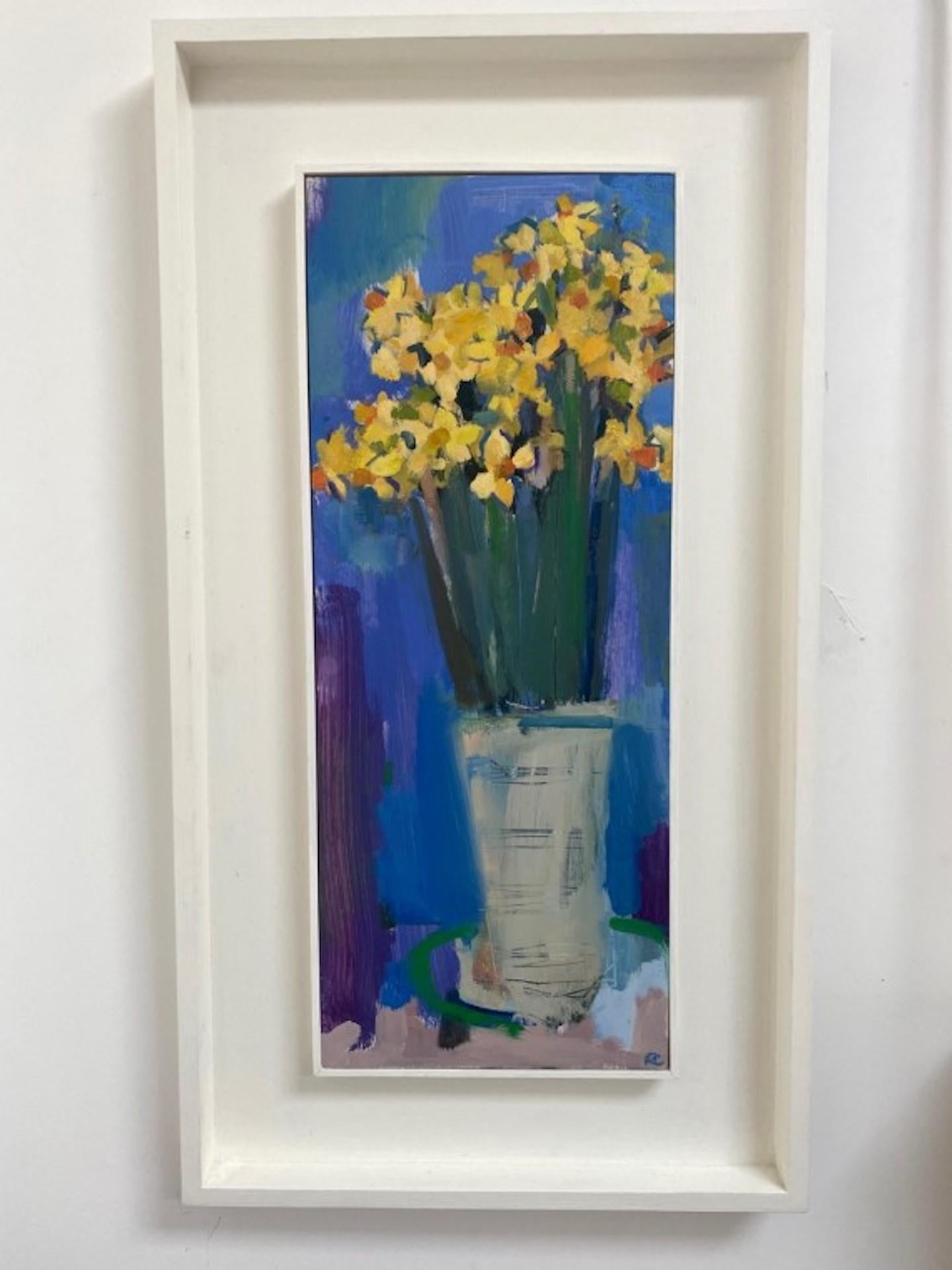 Rosie Copeland, Narcissi in a White Vase, Still Life Art, Original Painting 1