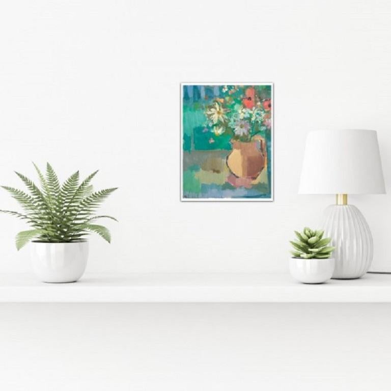 Rosie Copleland, Margherite e papaveri, Quadro floreale originale - Painting di Rosie Copeland
