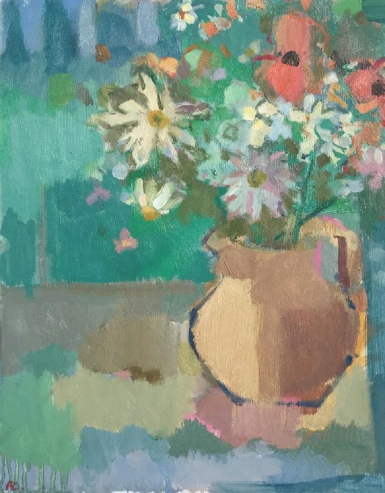 Rosie Copleland, Daisies and Poppies, Original floral painting