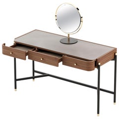 Rosie Dressing Table, Portuguese Mid-Century Modern with Leather Top