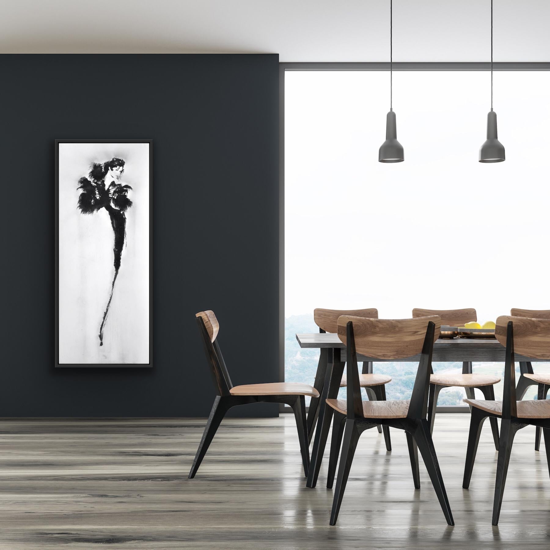 Brigitte Bardot, serigrafía única glamurosa de gran tamaño en técnica mixta, brillo negro - Figurative Print Negro de Rosie Emerson
