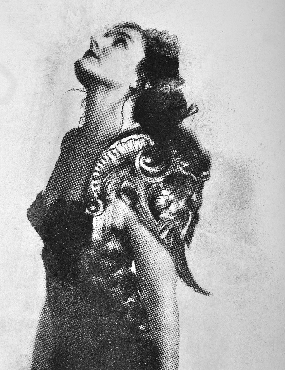 Falcon de Rosie Emerson, sérigraphie embellie à la main d'une figure féminine en costume glacé en vente 1