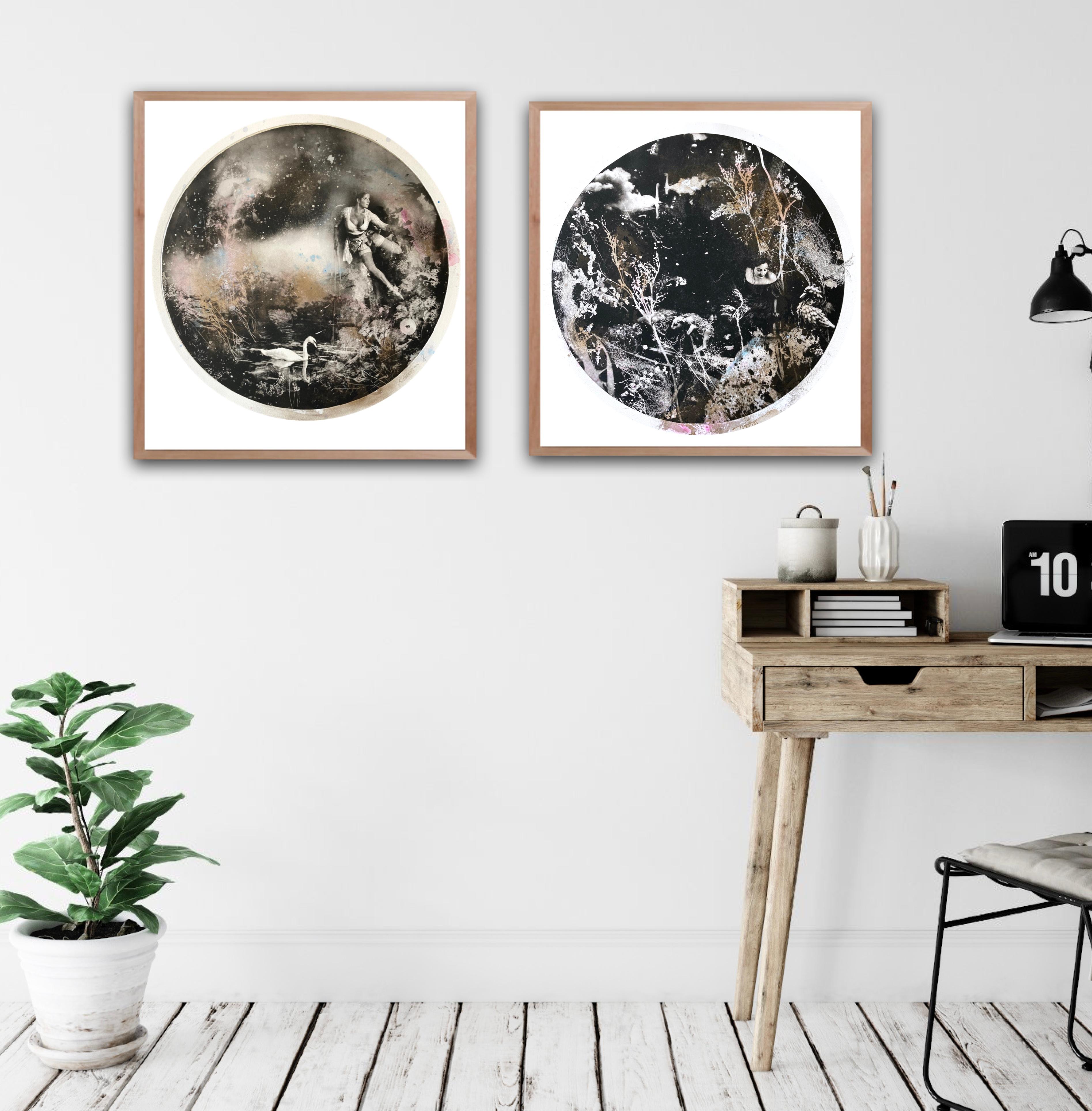 Moon Struck and Ebony and the Swans Diptych - Print by Rosie Emerson