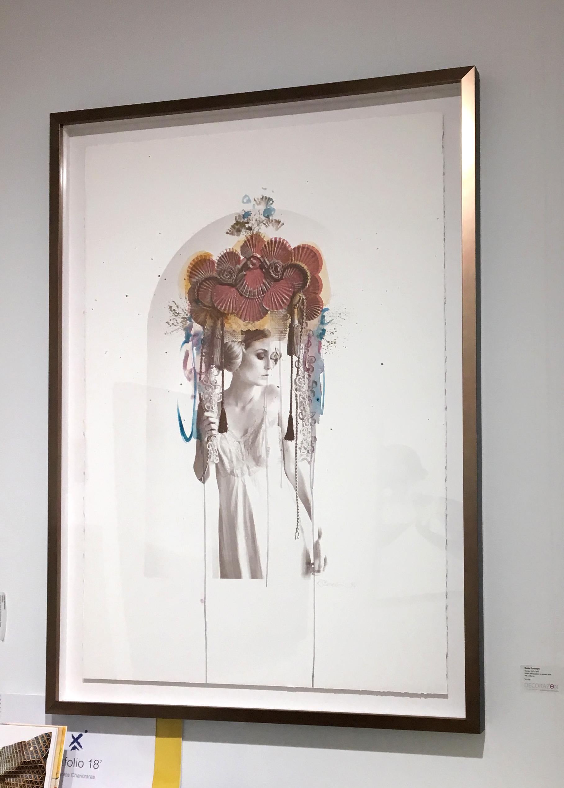 Venus von Rosie Emerson, handbemalter Seidenschirm, sexy Porträtfotografie im Angebot 7