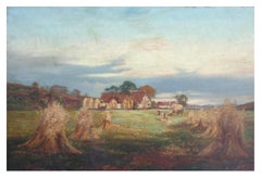 Late 19th Century Scottish Figural Landscape, "The Ingathering, Rowan Tree Hill"