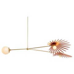 Rosie Li "Inez" Sculptural Chandelier in Alabaster, Brushed Copper and Brass
