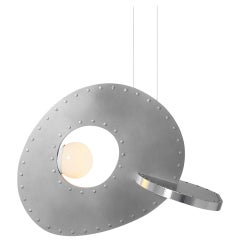 Rosie Li Pebble Hanging Lamp, Waxed Aluminum Lumpy Futuristic Interlocking Forms