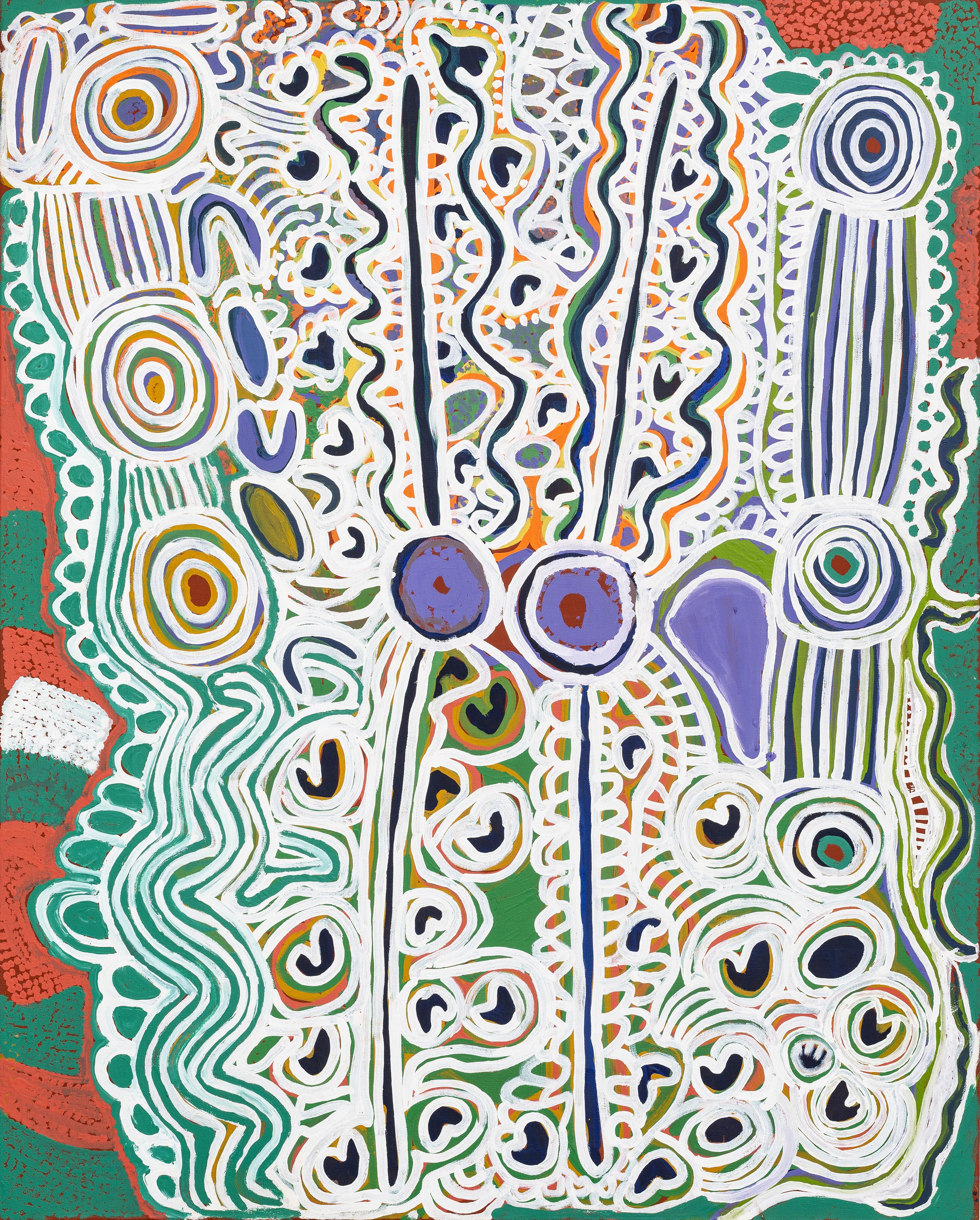 Rosie Murnku Marnka Tasman Abstract Painting - "Wampana Jukurrpa" Acrylic on Canvas Contemporary Aboriginal Painting