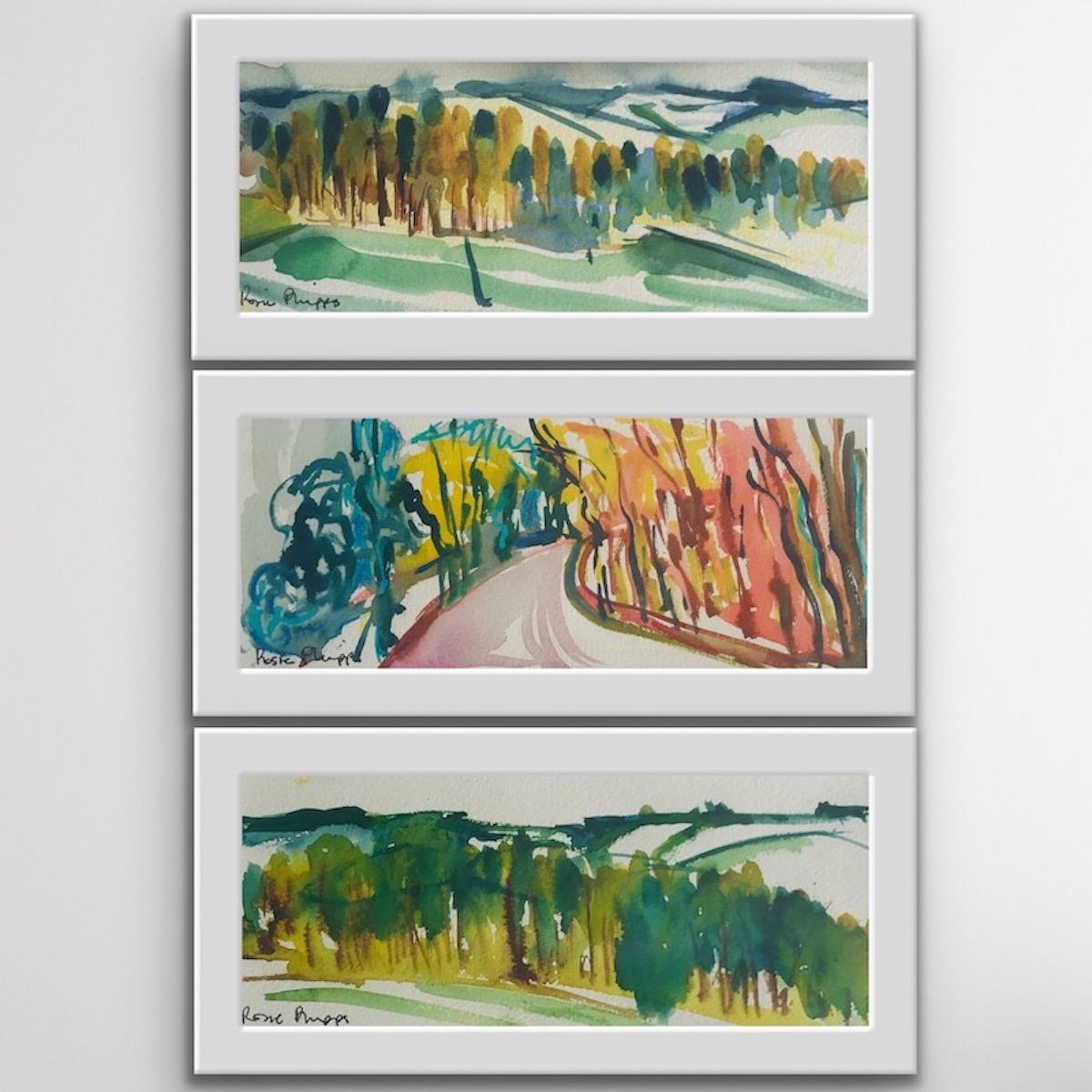 Rosie Phipps Landscape Painting - Cotswold Trees I, II and III Triptych