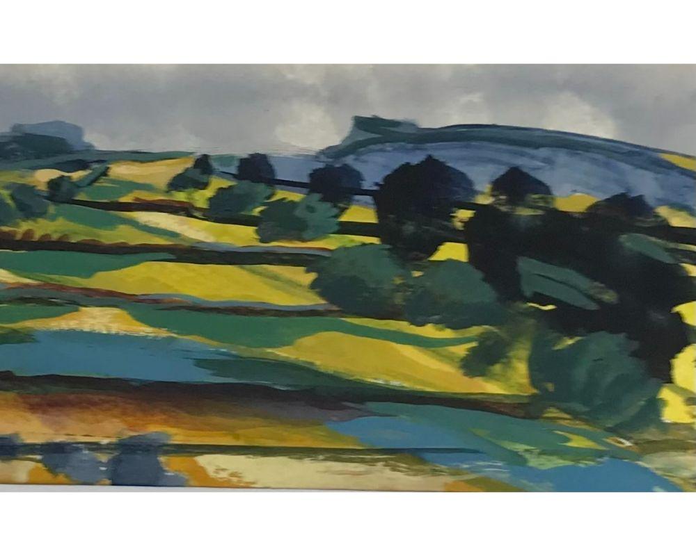 Peinture à l'aquarelle des champs jaunes en patchwork sur papier de Rosie Phipps, 2022 en vente 5