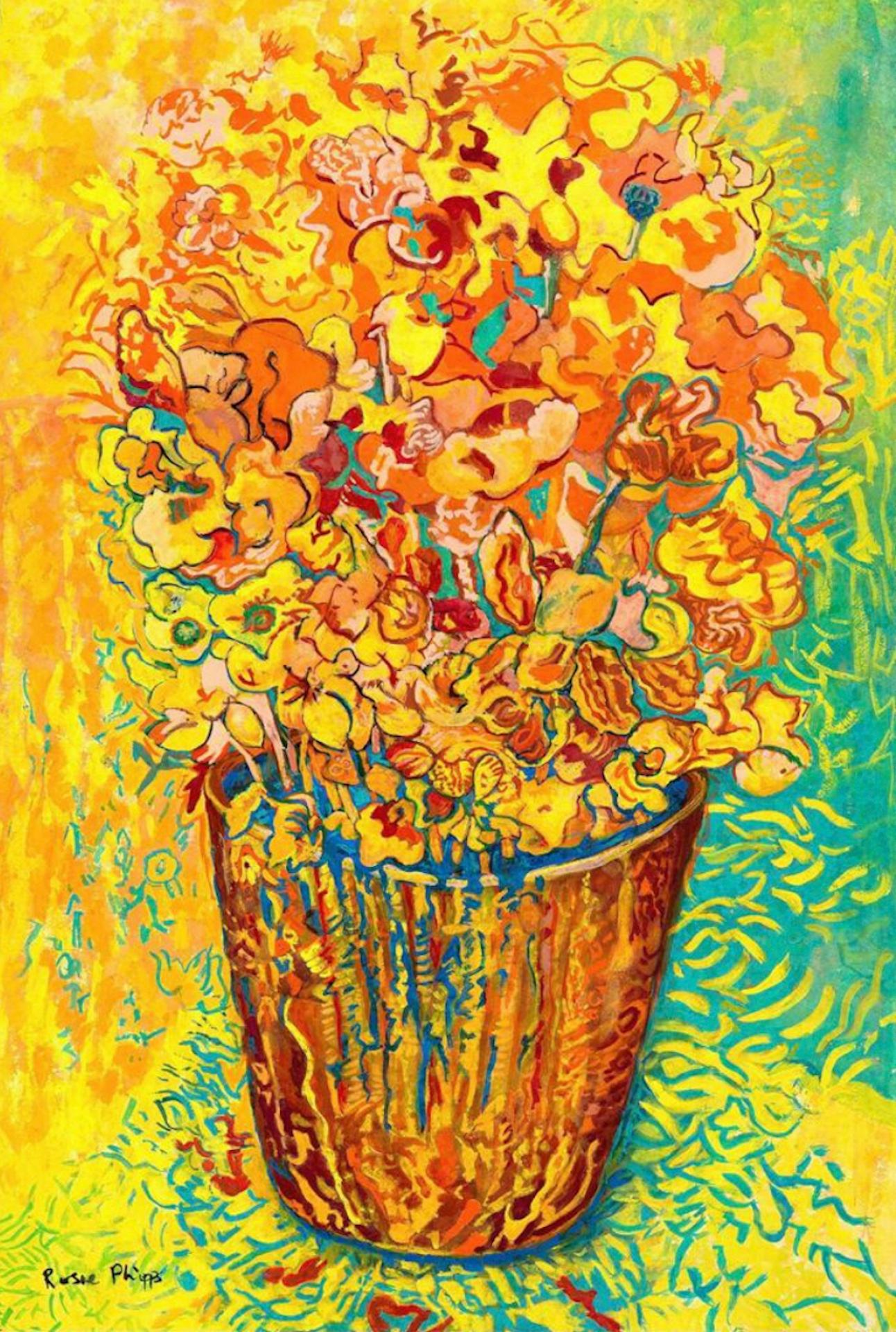 Rosie Phipps, Celebration of Life, Bright Contemporary Art, Floral Still Life 