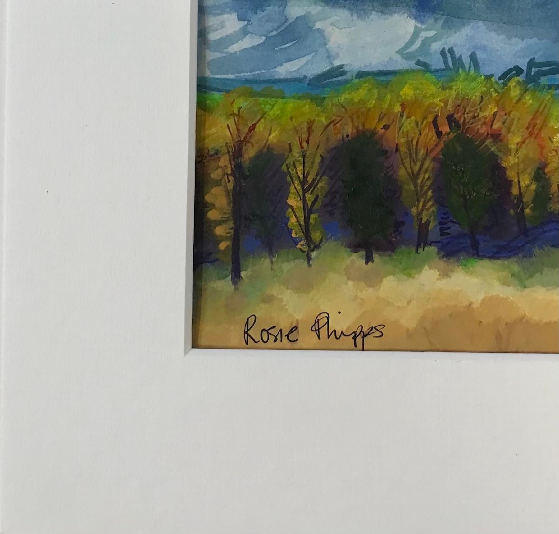 The Bawdy Wind that Kisses all it meets is an original watercolour and gouache painting by artist Rosie Phipps, sold mounted. Featuring her gestural and expressive use of mark making to create these beautifully intimate landscapes.

The Bawdy Wind
