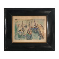 Rosie Rey, Boats from My Window, Watercolor, France, circa 1931