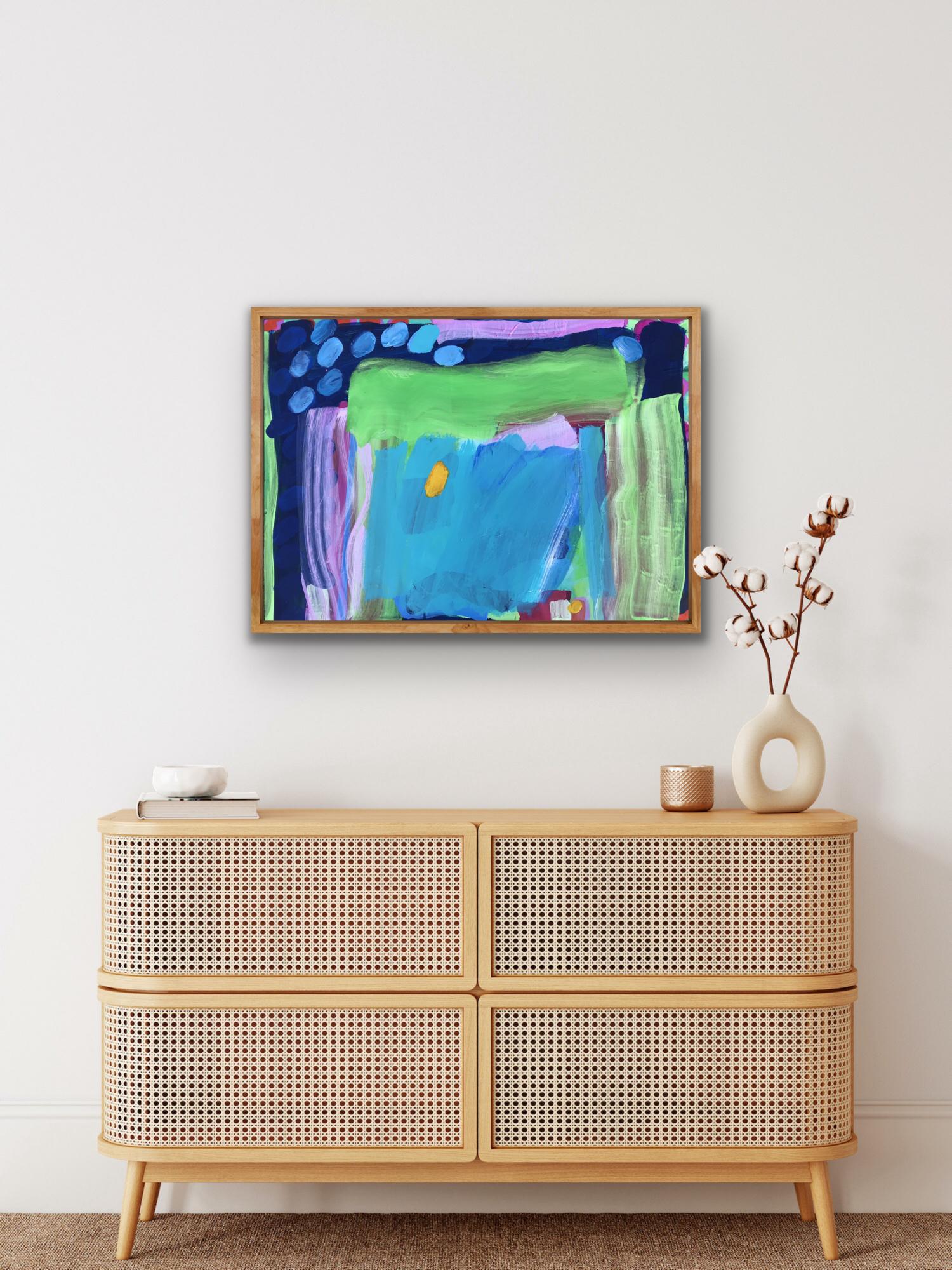Thorpeness Sun, Rosie Shorrock, Acrylgemälde, Abstraktes Gemälde, 2022 (Blau), Landscape Painting, von Rosie Shorrock 