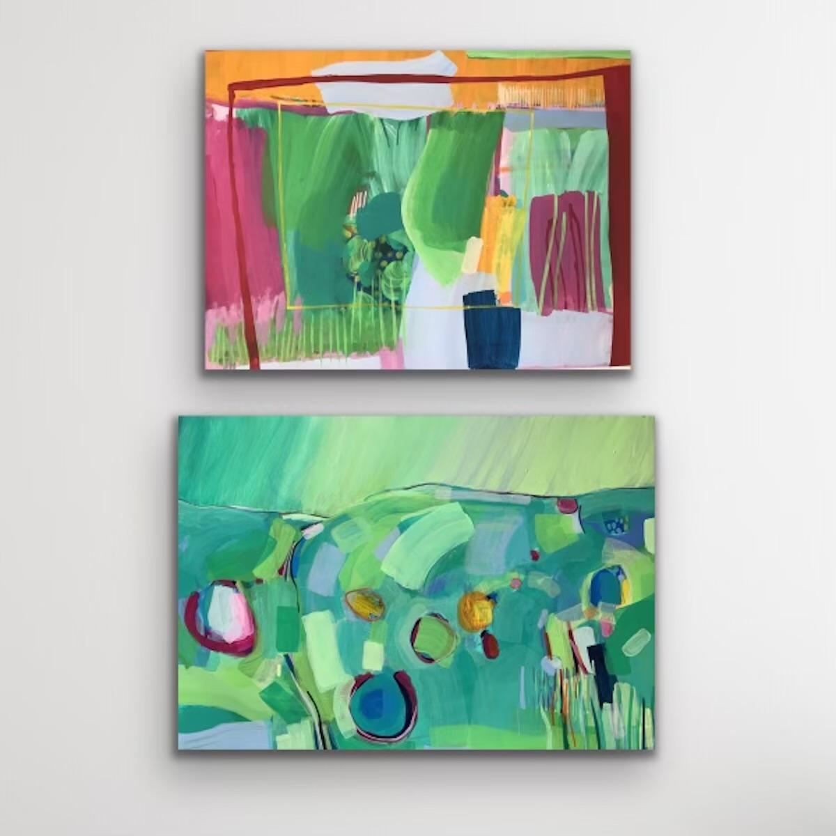 Rosie Shorrock Abstract Painting - Summer Evening and Wiltshire Walks