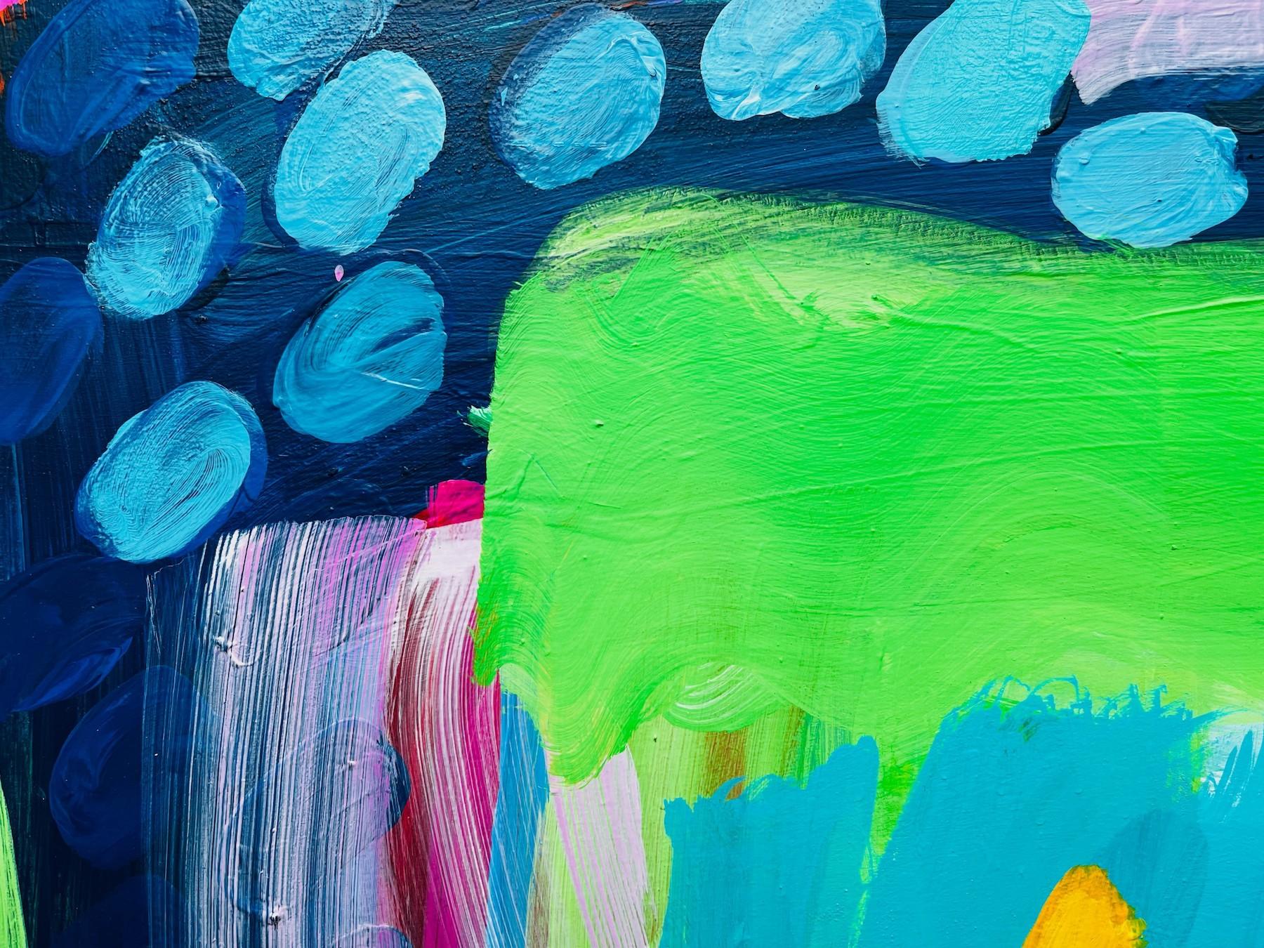 Thorpeness Sun, peinture abstraite brillante, art de paysage contemporain - Abstrait Painting par Rosie Shorrock