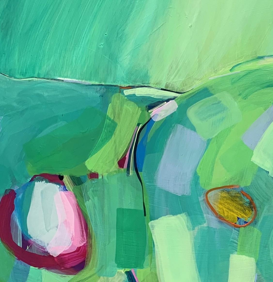 Wiltshire Walks, Abstract Painting, Landscape Artworks, Green Geometric Artwork For Sale 4
