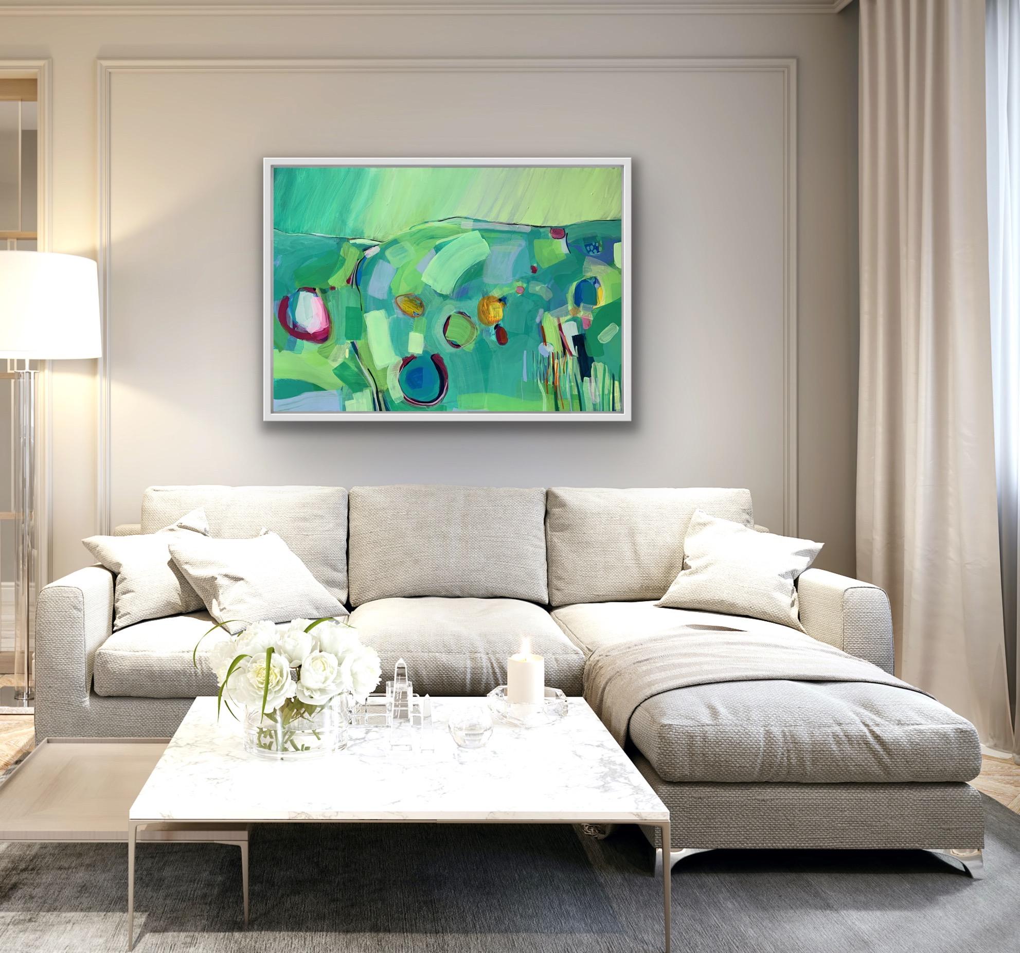 Wiltshire Walks, Abstract Painting, Landscape Artworks, Green Geometric Artwork For Sale 5