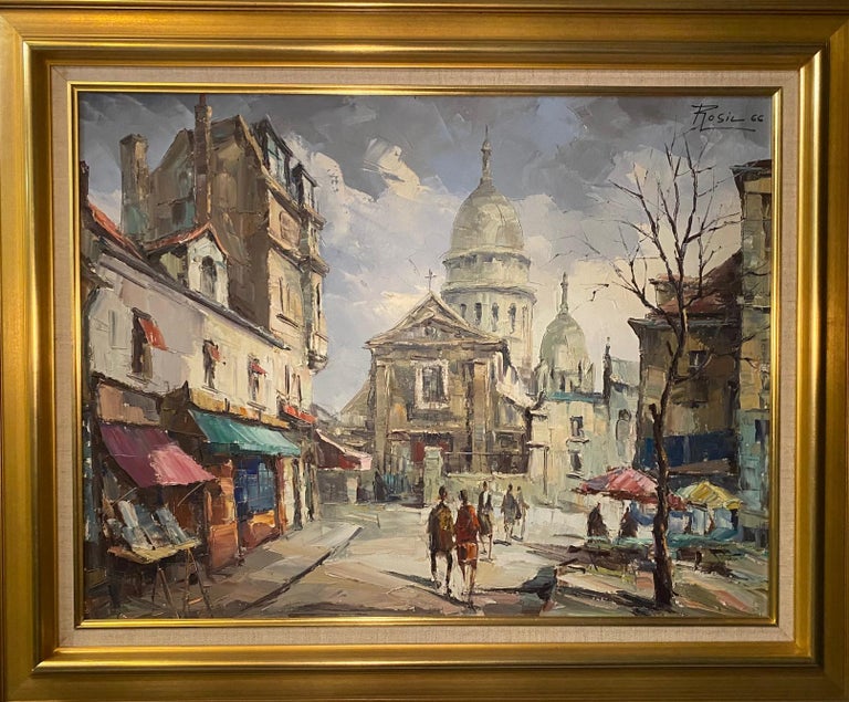 BERTIN Roger - Paris Montmartre Street, Postimpressionist painting For Sale  at 1stDibs