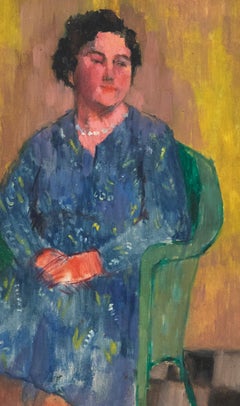 Rosina Rogers (1918-2011) - Mid 20th Century Oil, Lady in a Blue Dress
