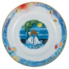 Rosina Wachtmeister for Goebel, Germany, Four Porcelain Plates with Cat Motifs