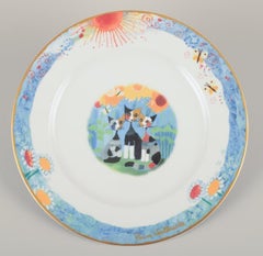 Rosina Wachtmeister for Goebel, Germany. Six dinner plates with cat motifs.