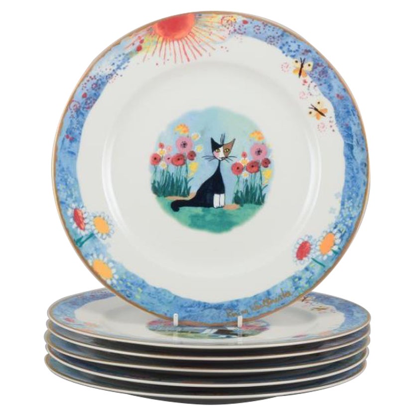 Rosina Wachtmeister for Goebel, Germany. Six dinner plates with cat motifs.
