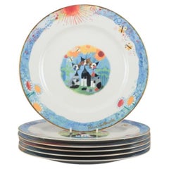 Rosina Wachtmeister pour Goebel, Allemagne. Six assiettes plates avec motifs de chats
